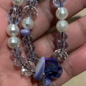 New vintage Crystal Beaded Key Holder with Purple Accents